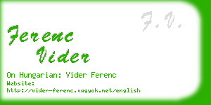 ferenc vider business card
